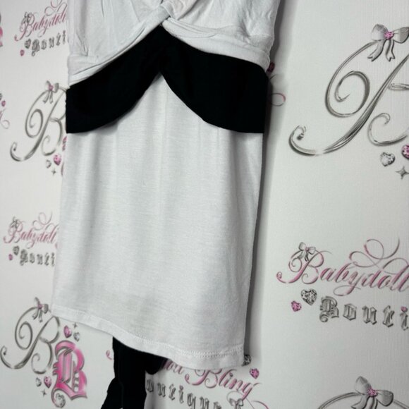 Pudding jeans tank top tie belt ribbon π black white y2k deadstock brand newπ - Picture 4 of 10